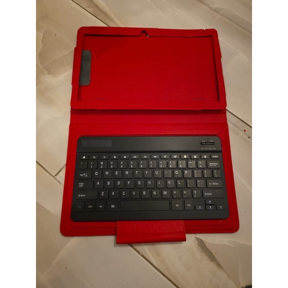 Bluetooth Tablet Keyboard Folio Case Red Model KBT13 Wireless QWERTY Slim F1 - Picture 3 of 16